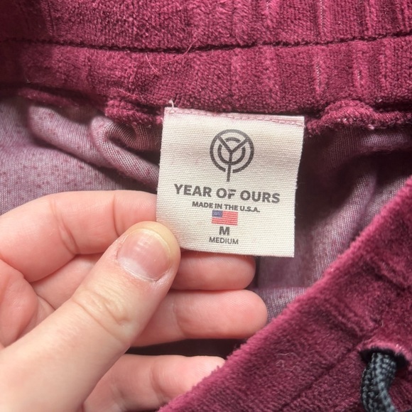 Year of Ours Revolve Womens Velour Drawstring Joggers Maroon Medium Athleisure‎ - Picture 3 of 9